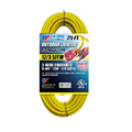 U.S. Wire & Cable 25ft 12/3 SJTW Yellow Ext Cord w/Lighted Ends, NEMA 5-15 74025